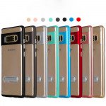 Wholesale Galaxy Note 8 Clear Armor Bumper Kickstand Case (Silver)